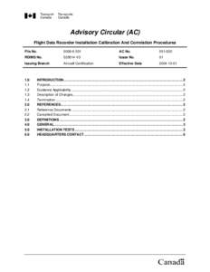 Advisory Circular (AC) Flight Data Recorder Installation Calibration And Correlation Procedures File No[removed]