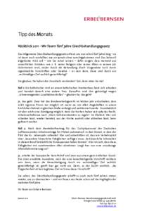Fünf Jahre Allgemeines Gleichbehandlungsgesetz Erbel + Bernsen Steuerberater