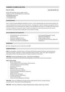 SUMMARY	
  of	
  CURRICULUM	
  VITAE	
    	
   Alison	
  M.	
  Pouliot	
  	
   	
   	
  