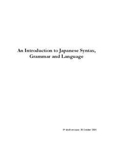 An Introduction to Japanese Syntax, Grammar and Language