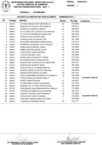 FECHA :  UNIVERSIDAD NACIONAL PEDRO RUIZ GALLO OFICINA GENERAL DE ADMISION CENTRO PREUNIVERSITARIOI