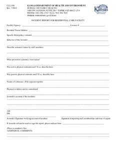 CCL 056 Rev[removed]KANSAS DEPARTMENT OF HEALTH AND ENVIRONMENT BUREAU OF FAMILY HEALTH 1000 SW JACKSON, SUITE 200 * TOPEKA KS[removed]