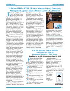 December[removed]IAEM Bulletin H. Edward Hicks, CEM, Director, Morgan County Emergency Management Agency, Takes Office as IAEM-USA President