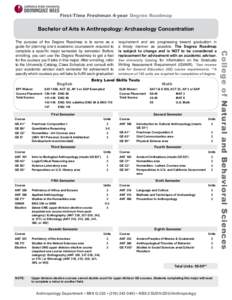 First Time Freshman 4-Year Degree Roadmap for Bachelor of Arts in Anthropology: Archaeology Concentration