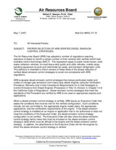 Air Resources Board Robert F. Sawyer, Ph.D., Chair Linda S. Adams Secretary for Environmental Protection