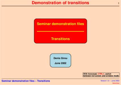 Demonstration of transitions  1 Seminar demonstration files