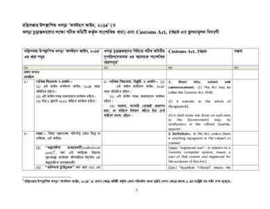 gwš¿mfvq Dc¯’vwcZ Lmov ÔKv÷g&m AvBb, 2014Õ (I Lmov PzovšÍKi‡Yi j‡ÿ¨ MwVZ KwgwU KZ…©K ms‡kvwaZ aviv) Ges Customs Act, 1969 Gi Zzjbvg~jK weeiYx gwš¿mfvq Dc¯’vwcZ Lmov ÔKv÷g&m AvBb, 2014Õ Lmov P