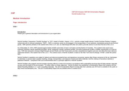 CDP 2014 Investor CDP 2014 Information Request  CDP Norfolk Southern Corp.