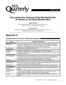 RESEARCH ARTICLE  COLLABORATION THROUGH OPEN SUPERPOSITION: A THEORY OF THE OPEN SOURCE WAY James Howison School of Information, University of Texas at Austin, 1616 Guadalupe Avenue,