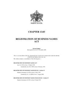 SAINT LUCIA  CHAPTERREGISTRATION OF BUSINESS NAMES ACT Revised Edition