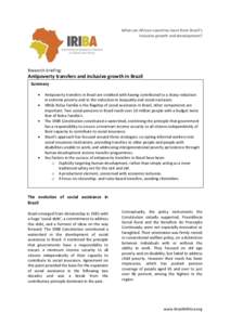 What can African countries learn from Brazil’s inclusive growth and development? Research briefing:  Antipoverty transfers and inclusive growth in Brazil