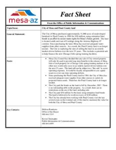 Fact Sheet From the Office of Public Information & Communications Topic/Issue: City of Mesa and Pinal County land