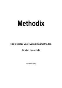 Methodix Ein Inventar von Evaluationsmethoden für den Unterricht von Katrin Seiß