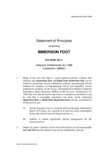 Instrument No.168 of[removed]Statement of Principles concerning  IMMERSION FOOT
