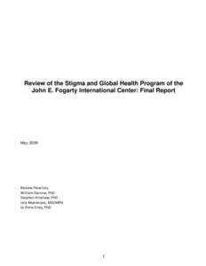Review of the Stigma and Global Health Program of the John E. Fogarty International Center: Final Report