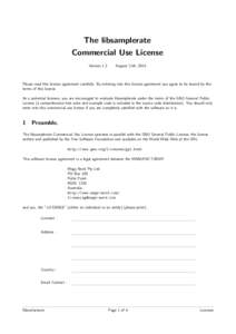 The libsamplerate Commercial Use License Version 1.2 August 11th, 2014