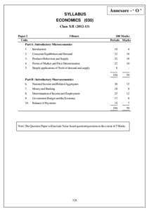 SYLLABUS  Annexure - ‘ O ’ ECONOMICS[removed]Class XII[removed])