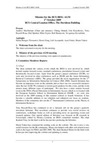 Minutes of the BCS-IRSG AGM  London, October 2009 Minutes for the BCS-IRSG AGM 1st October 2009