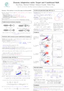 Domain Adaptation under Target and Conditional Shift Kun Zhang, Bernhard Sch¨olkopf, Krikamol Muandet, Zhikun Wang Dept. Empirical Inference, Max Planck Institute for Intelligent Systems, T¨ubingen, Germany Summary: Wh