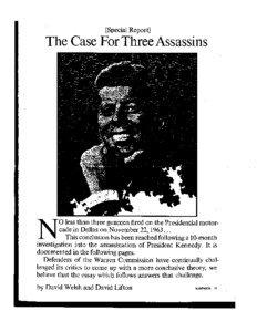 [Special Report]  The Case For Three Assassins