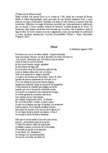 [Traducción de Efraín Lazos] Hegel escribió este poema lírico en el verano de 1796, desde las cercanías de Berna, donde se había desempeñado como preceptor de una familia burguesa local, y poco antes de su viaje a
