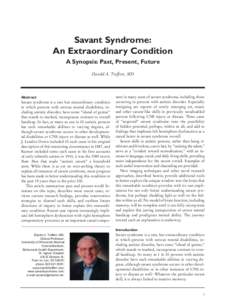 Savant Syndrome: An Extraordinary Condition by Darold A. Treffert, MD