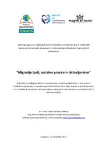 Spletna razprava o migracijah ljudi v kontekstu socialnih pravic in možnostih migrantov ter izenačevanja pravic in vključujočega državljanstva priseljenih prebivalcev 