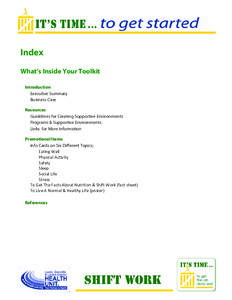     Index What’s Inside Your Toolkit Introduction