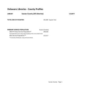 Delaware Libraries - County Profiles LIBRARY Sussex County (All Libraries)  TOTAL SIZE OF FACILITIES