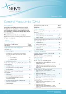 February | 2014  General Mass Limits (GML) What is GML? General Mass Limits (GML) apply to all heavy vehicles. The GML state the allowable mass for all types of heavy
