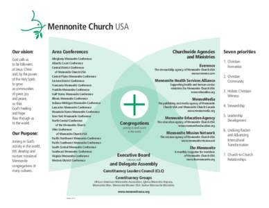 Mennonite Church USA Our vision: Area Conferences  God calls us