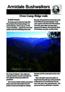 Armidale Bushwalking Club newsletter No 14 Spring 2008 www. armidalebushwalkers.org phoneOven Camp Ridge walk by David Lawrence We’d lately read the “Bark Hut Oxley Wild