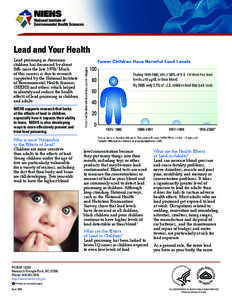 Lead and Your Health Lead poisoning in American children has decreased by about 86% since the late 1970s.1 Much of this success is due to research supported by the National Institute