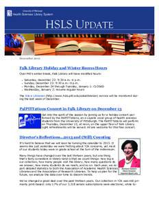 University of Pittsburgh  Health Sciences Library System HSLS UPDATE December 2012