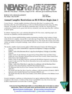 United States / Bureau of Land Management / Crooked River / Central Oregon / Deschutes River / The Cove Palisades State Park / Ochoco National Forest / John Day River / Prineville /  Oregon / Wild and Scenic Rivers of the United States / Geography of the United States / Oregon