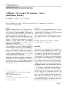 Eur Radiol:1785–1790 DOIs00330MUSCULOSKELETAL  Coblation vertebroplasty for complex vertebral