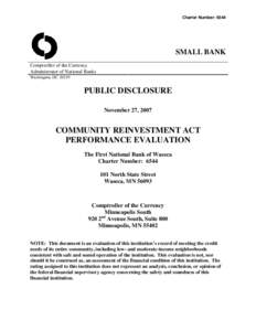Community Reinvestment Act / Community development / United States housing bubble / Waseca /  Minnesota / Waseca County /  Minnesota / United States / Mortgage industry of the United States / Geography of Minnesota / Politics of the United States