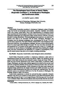 The Phytophagous Insect Fauna of Scotch Thistle, Onopordum acanthium L., in Southeastern Washington and Northwestern Idaho