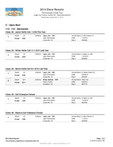 2014 Show Results Tennessee State Fair Judge:Troy Thomas, Harrold, SD Show Date:[removed]