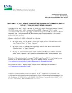 Agriculture / Office of Congressional Ethics / Demand / World Agricultural Supply and Demand Estimates / United States Department of Agriculture