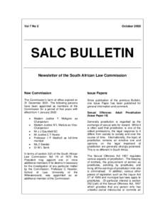 Vol 7 No 2  October 2002 SALC BULLETIN Newsletter of the South African Law Commission