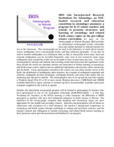 IRIS Seismographs in Schools Program  IRIS (the Incorporated Research