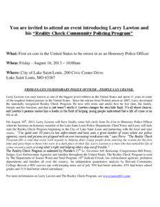 Recidivism / Law enforcement / Crime / Larry Lawton / Honorary Police / Lawton