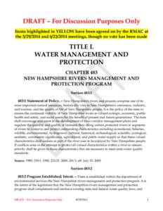 DRAFT – For Discussion Purposes Only Items highlighted in YELLOW have been agreed on by the RMAC at the[removed]and[removed]meetings, though no vote has been made TITLE L WATER MANAGEMENT AND