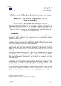 Initial appraisal of a European Commission Impact Assessment. European Commission proposals on the EU trade mark regime