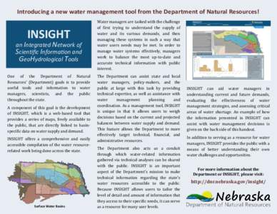 Introducing a new water management tool from the Department of Natural Resources!  INSIGHT an Integrated Network of Scientific Information and