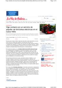 Vigo contará con un servicio de alquiler de bicicletas eléctricas en el Casco Vello  Edición en galego Page 1 of 2