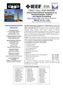 Network of excellence on IT  FIRST CALL FOR PAPERS Second International Symposium on Communications, Control and Signal Processing
