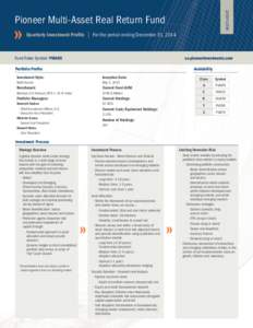 MULTI-ASSET  Pioneer Multi-Asset Real Return Fund | For the period ending December 31, 2014 	 Quarterly Investment Profile