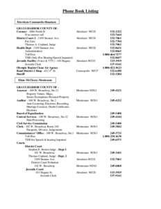 Phone Book Listing Aberdeen-Cosmopolis-Hoquiam GRAYS HARBOR COUNTY OFCoroner[removed]North H If no answer call District Court[removed]Sumner Ave. Fax Line